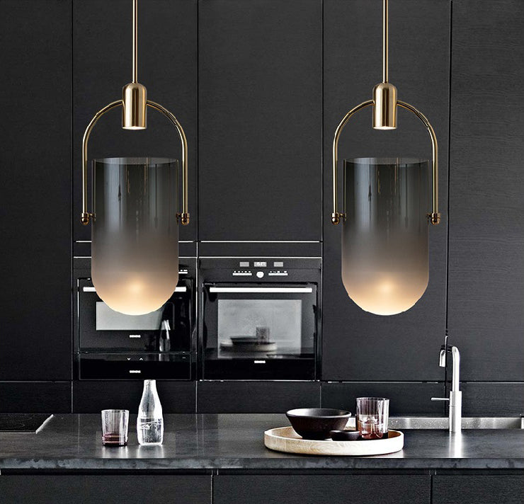 Golden moderne stijl glas hangend licht met enkele lamp mini slaapkamer verlichtingsarmatuur