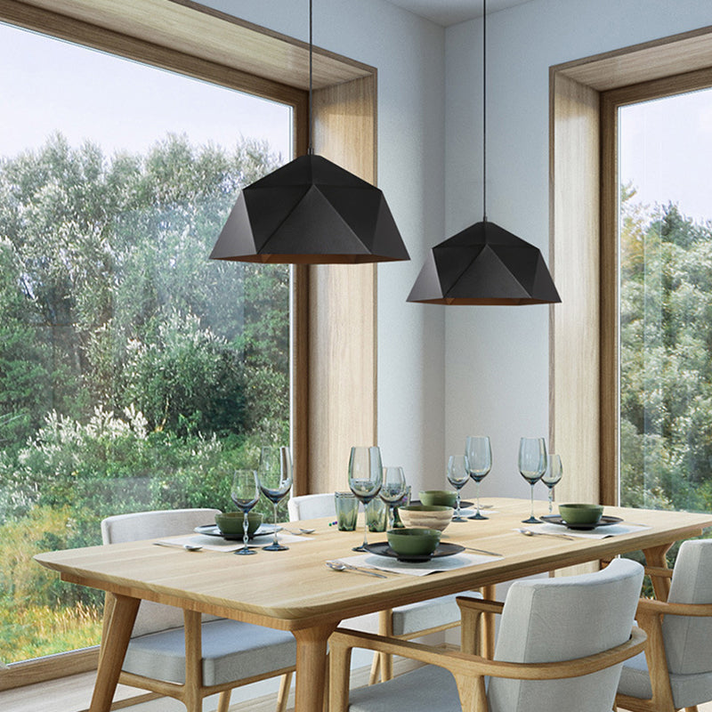 Multilateral Diamond Metal Suspended Light Contemporary Simplicity 1-Light Pendant for Bedroom