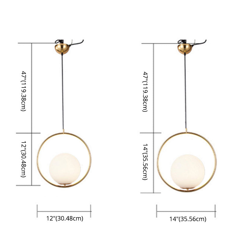 Anello metallico a pendente a sospensione a sospensione a sospensione Bianco di illuminazione a tonalità in vetro bianco con filo regolabile da 47 "