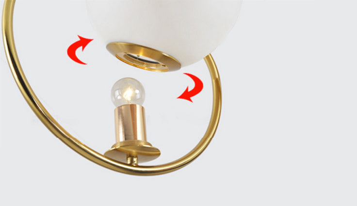 Anello metallico a pendente a sospensione a sospensione a sospensione Bianco di illuminazione a tonalità in vetro bianco con filo regolabile da 47 "