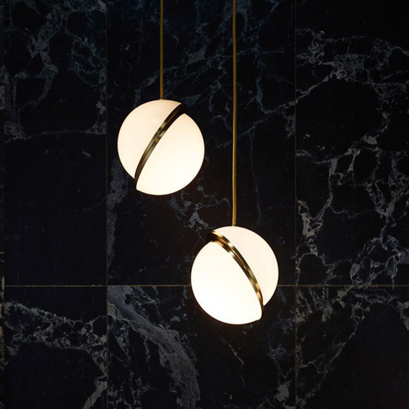 Oro 1 luce a sospensione leggera moderna sferica sferica ombra appesa lampada per camera da letto