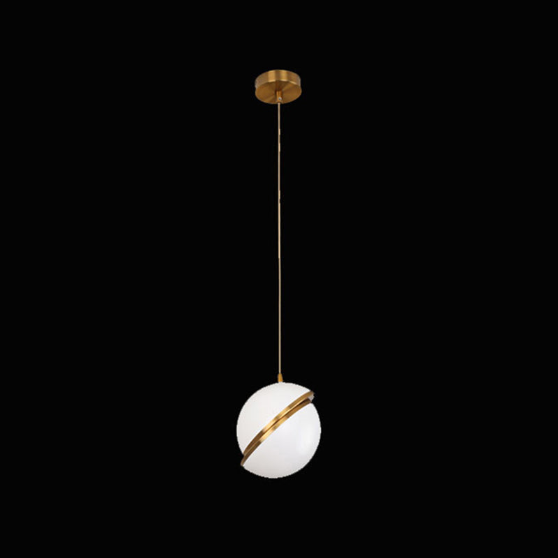 Oro 1 luce a sospensione leggera moderna sferica sferica ombra appesa lampada per camera da letto