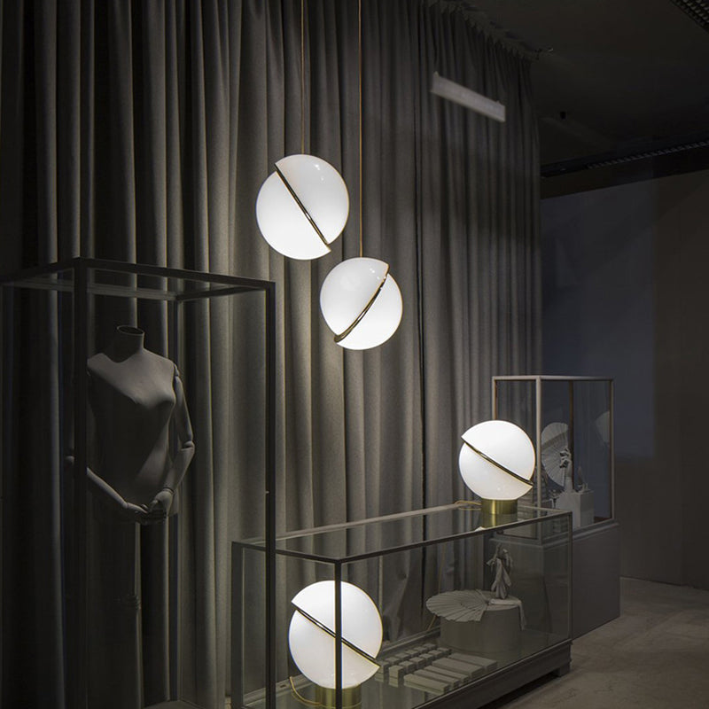 Oro 1 luce a sospensione leggera moderna sferica sferica ombra appesa lampada per camera da letto