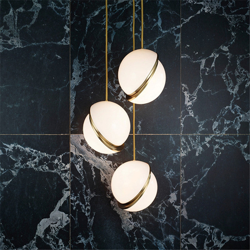 Oro 1 luce a sospensione leggera moderna sferica sferica ombra appesa lampada per camera da letto