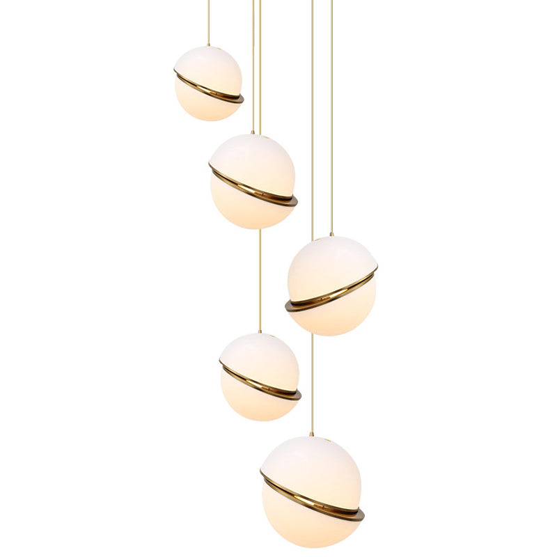 Oro 1 luce a sospensione leggera moderna sferica sferica ombra appesa lampada per camera da letto