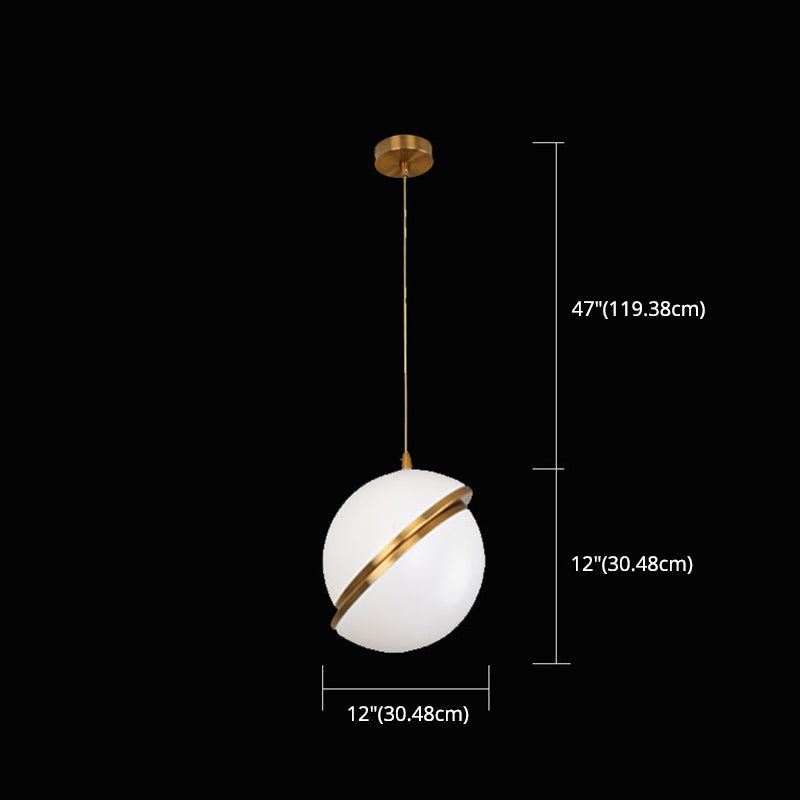 Oro 1 luce a sospensione leggera moderna sferica sferica ombra appesa lampada per camera da letto