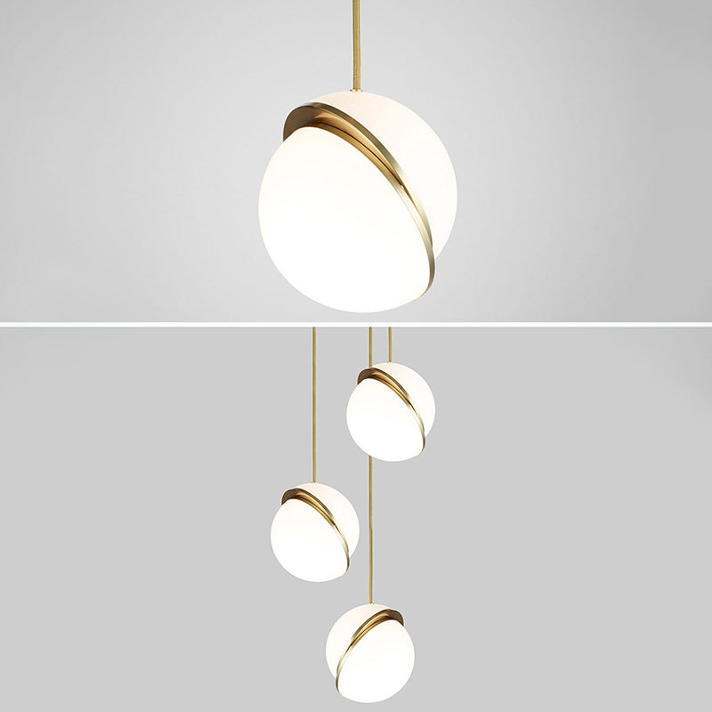 Oro 1 luce a sospensione leggera moderna sferica sferica ombra appesa lampada per camera da letto