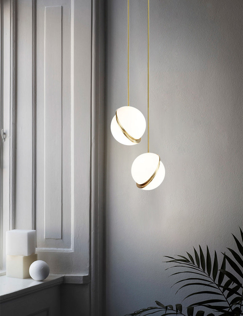 Oro 1 luce a sospensione leggera moderna sferica sferica ombra appesa lampada per camera da letto
