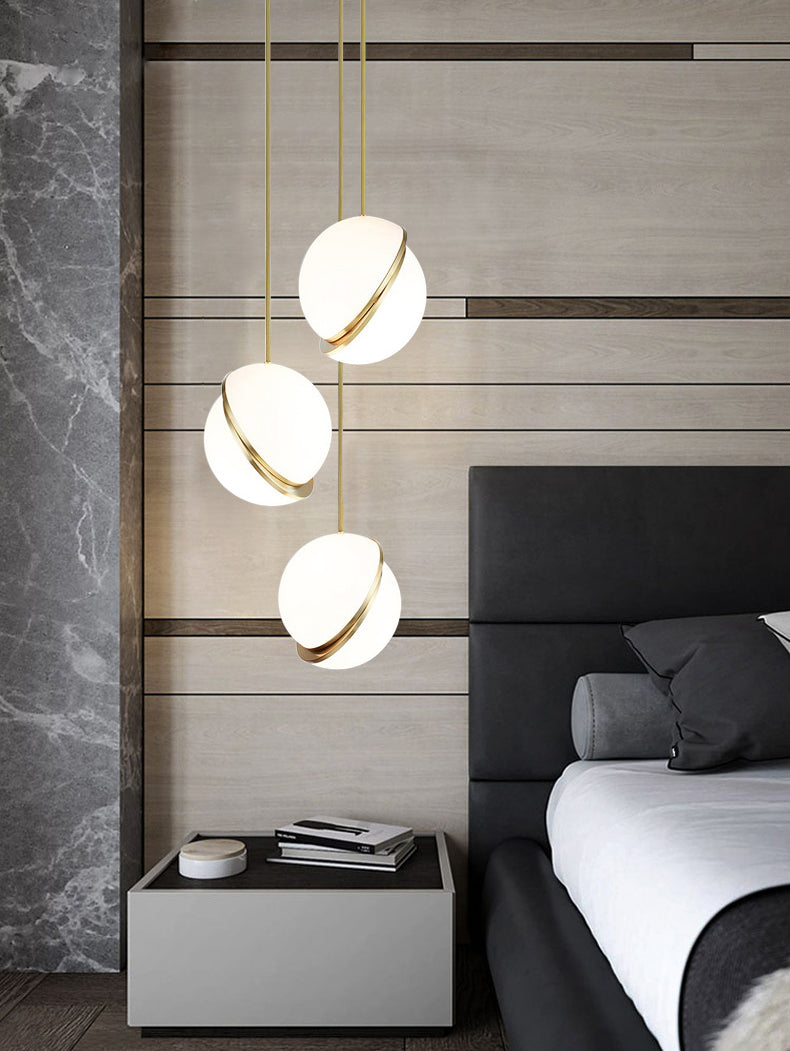 Oro 1 luce a sospensione leggera moderna sferica sferica ombra appesa lampada per camera da letto