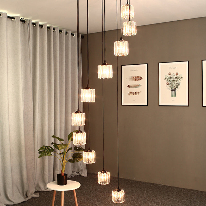 Cilindrische kristal prisma hanger moderne stijl zwart zwart hangend licht voor trap