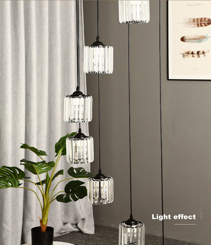 Cilindrische kristal prisma hanger moderne stijl zwart zwart hangend licht voor trap
