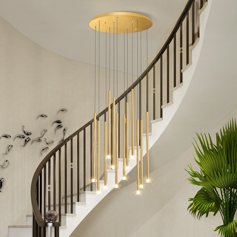 Metal Stick Shaped LED Pendant Simplicity Suspension Light Fixture for Spiral Stairs