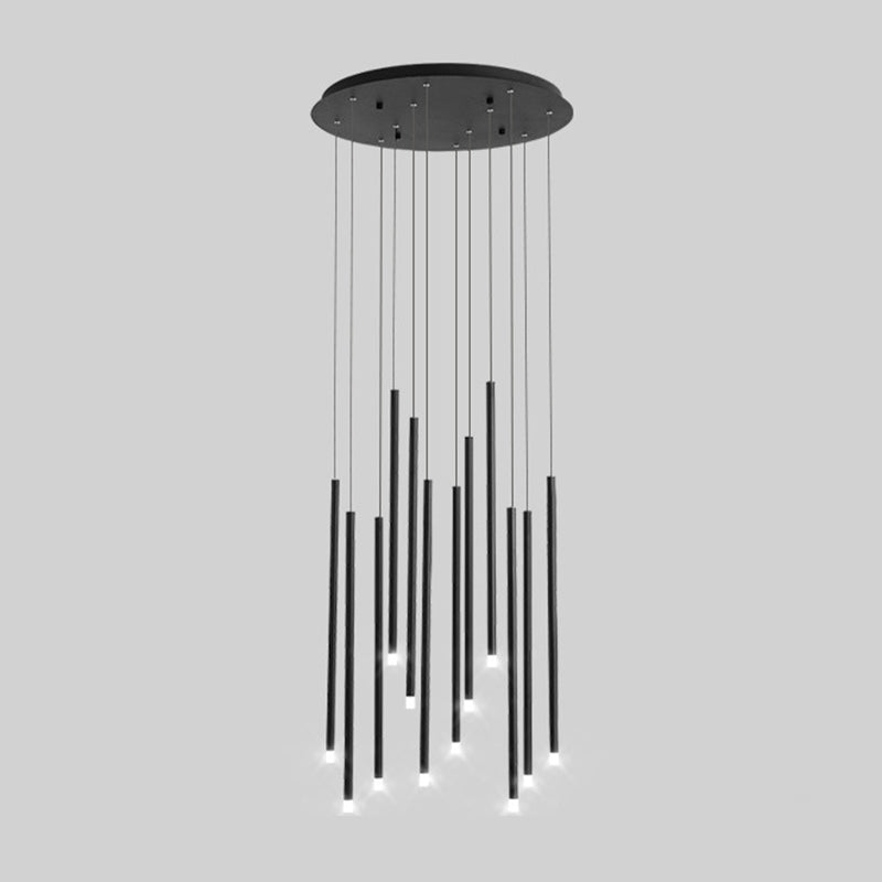 Metal Stick Shaped LED Pendant Simplicity Suspension Light Fixture for Spiral Stairs