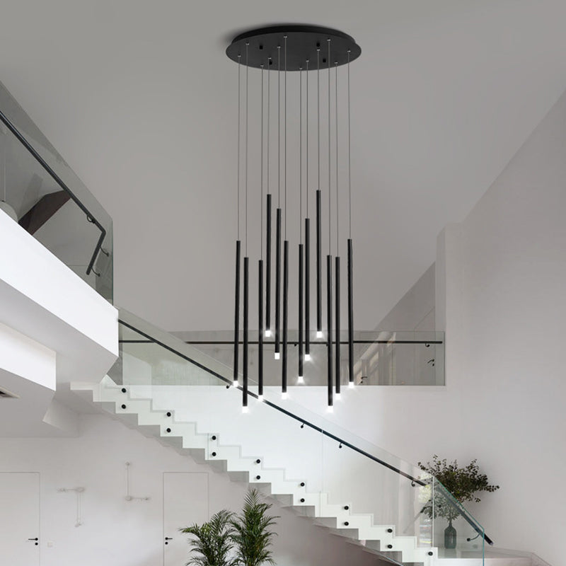 Metal Stick Shaped LED Pendant Simplicity Suspension Light Fixture for Spiral Stairs