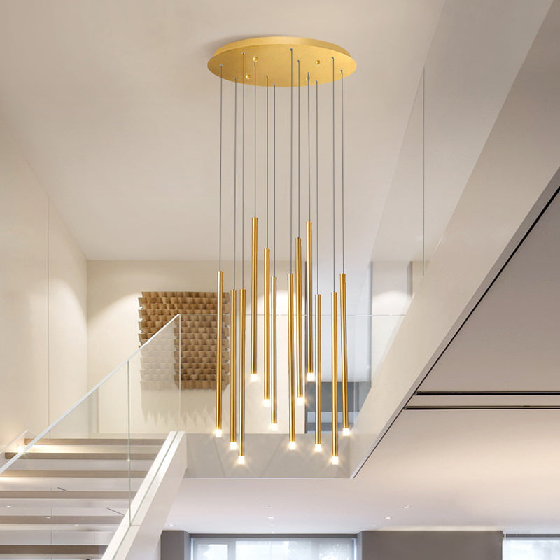Metal Stick Shaped LED Pendant Simplicity Suspension Light Fixture for Spiral Stairs