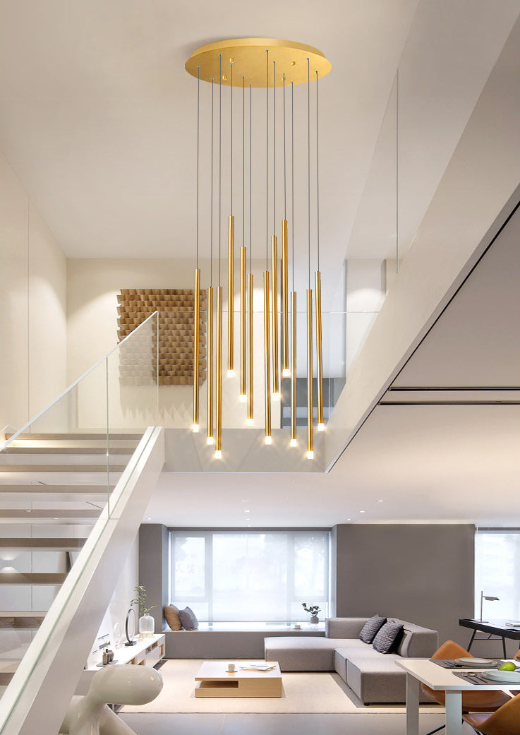Metal Stick Shaped LED Pendant Simplicity Suspension Light Fixture for Spiral Stairs