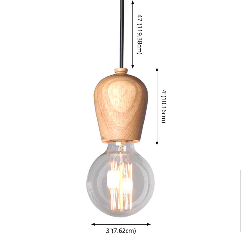Houten vat mini hanger lamp modern 1-licht beige slingerslicht zonder schaduw
