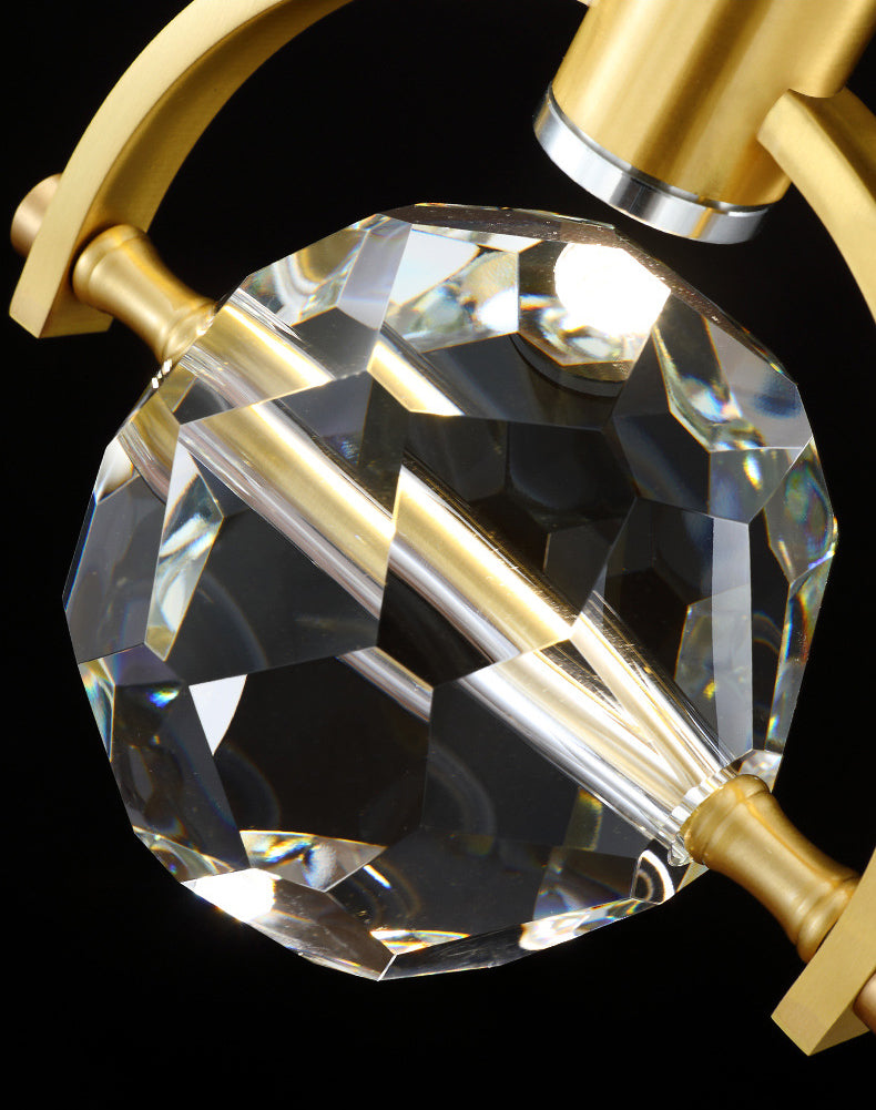Crystal Block Mini Pendant Lighting Simplicity Brass LED Hanging Light for Bedroom