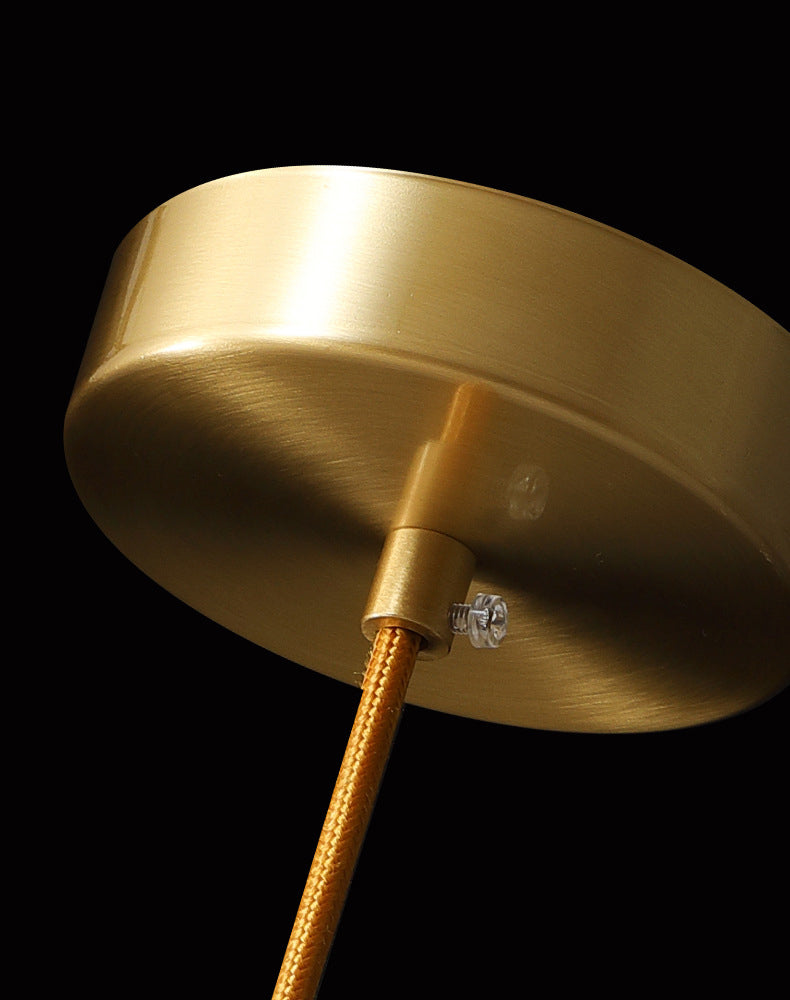 Crystal Block Mini Pendant Lighting Simplicity Brass LED Hanging Light for Bedroom