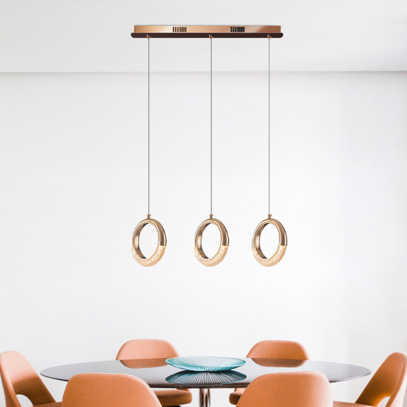 Gouden vergulde ring hanger minimalistisch LED -acryl suspensielamp voor eetkamer