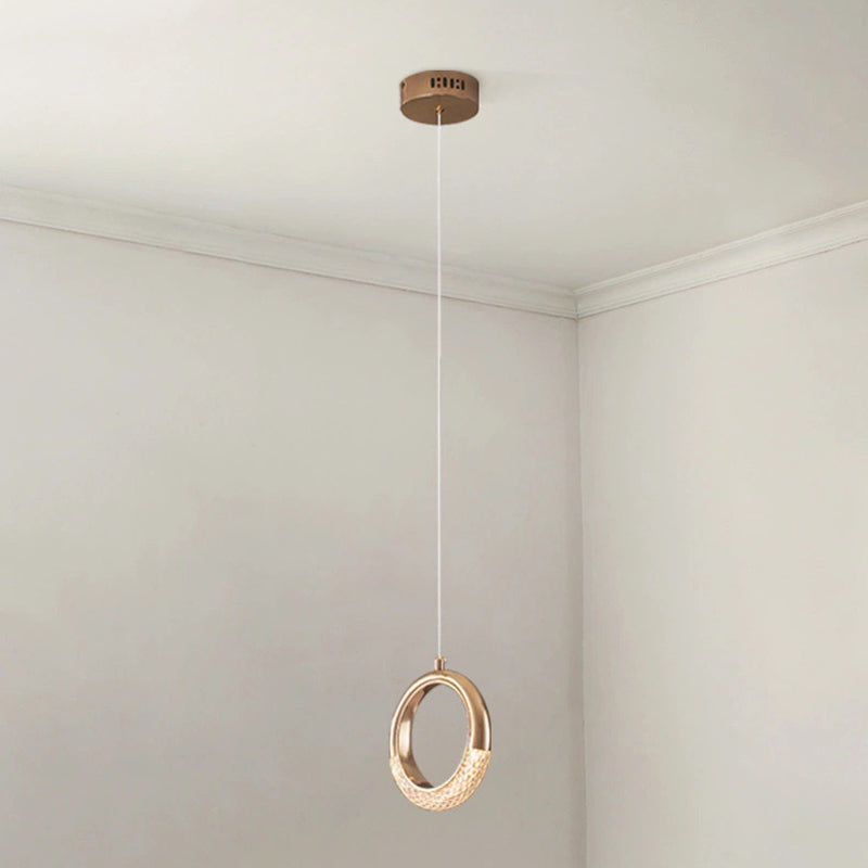 Gouden vergulde ring hanger minimalistisch LED -acryl suspensielamp voor eetkamer