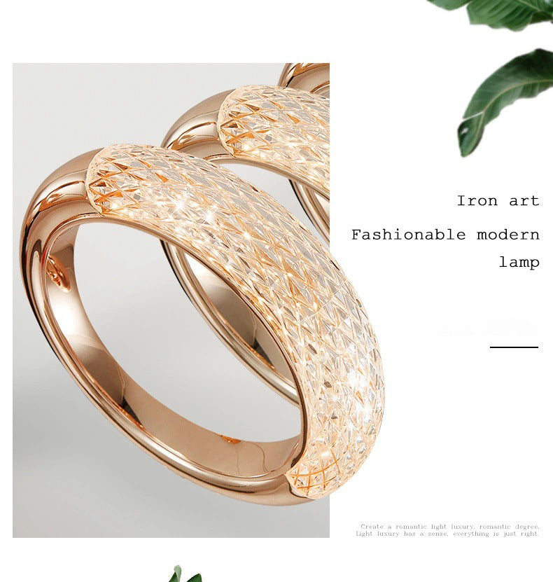 Gouden vergulde ring hanger minimalistisch LED -acryl suspensielamp voor eetkamer