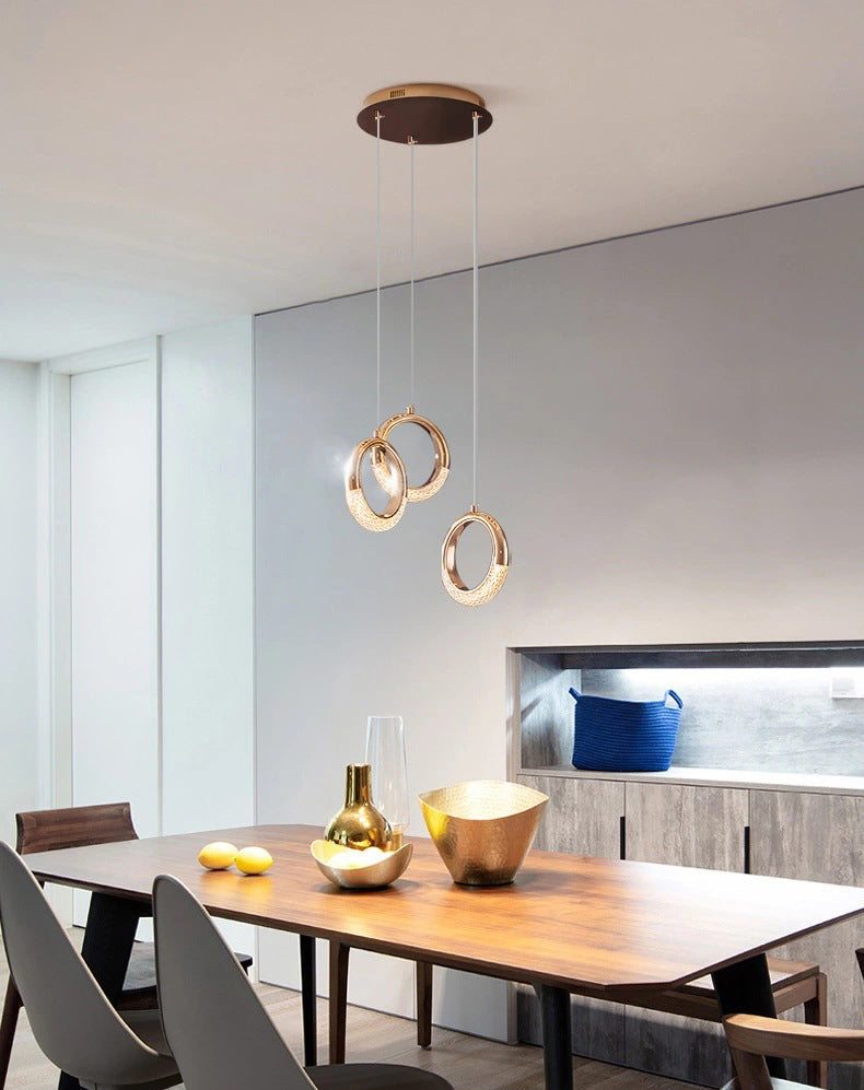 Gouden vergulde ring hanger minimalistisch LED -acryl suspensielamp voor eetkamer
