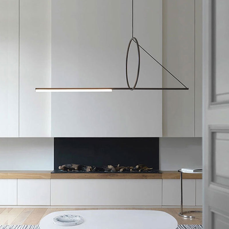 Linear Pendant Chandelier Modern Minimalist Style Metal Hanging Light