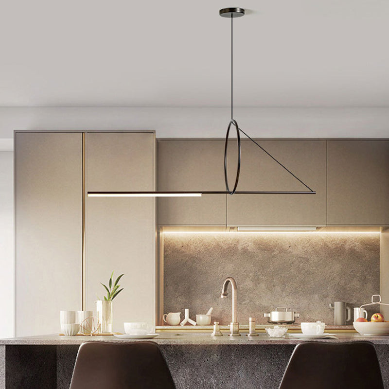 Linear Pendant Chandelier Modern Minimalist Style Metal Hanging Light