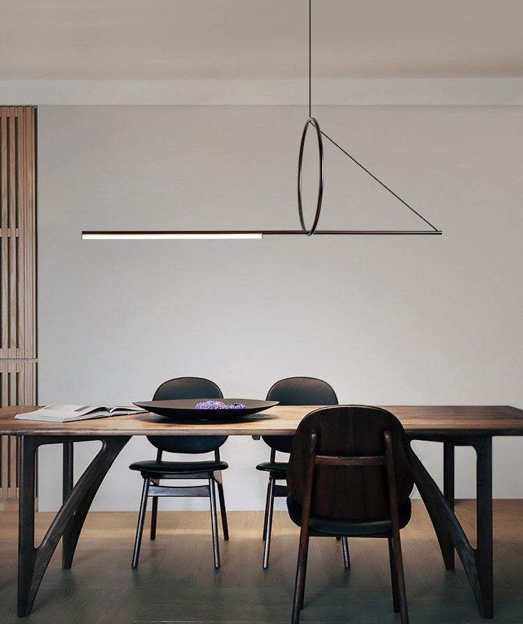 Linear Pendant Chandelier Modern Minimalist Style Metal Hanging Light