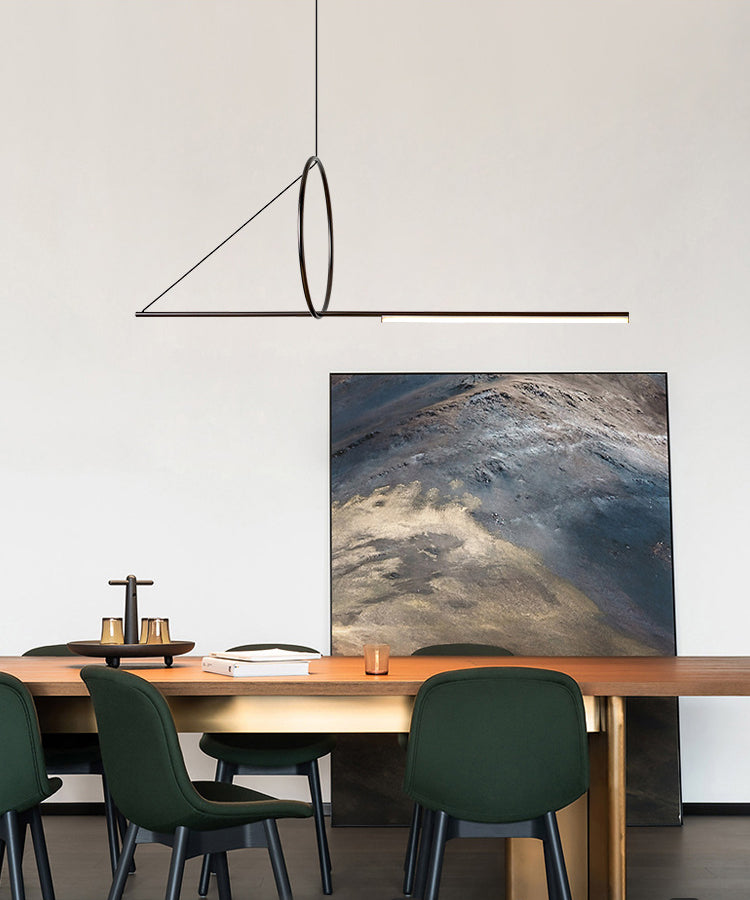 Linear Pendant Chandelier Modern Minimalist Style Metal Hanging Light