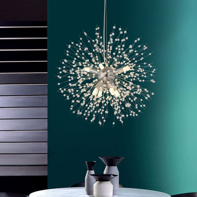 Crystal Dandelion lampadario in stile moderno Multi lampadina lampada sospesa per camera da pranzo camera da letto
