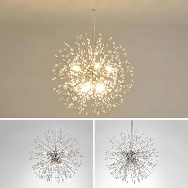 Crystal Dandelion lampadario in stile moderno Multi lampadina lampada sospesa per camera da pranzo camera da letto
