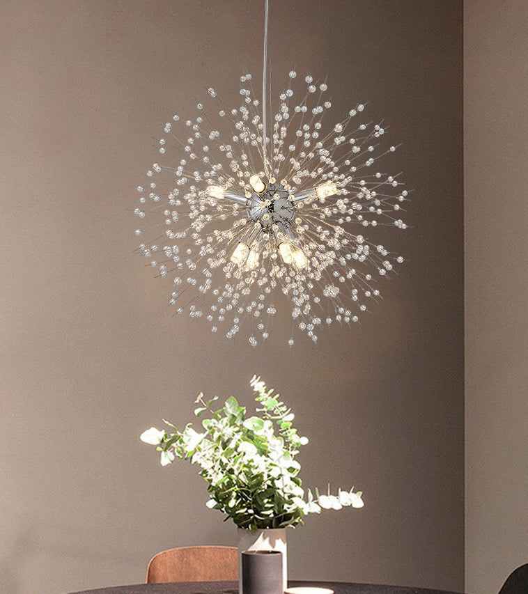 Crystal Dandelion lampadario in stile moderno Multi lampadina lampada sospesa per camera da pranzo camera da letto