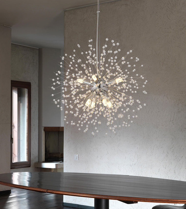 Crystal Dandelion lampadario in stile moderno Multi lampadina lampada sospesa per camera da pranzo camera da letto