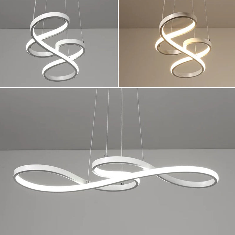 Contemporary Style Minimalist LED Line Light Lightweight Aluminum Hanging Light Fixture for Living Room