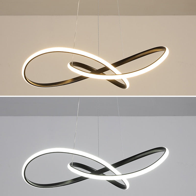 Modern Minimalist Linear Chandelier Light Metal Spiral LED Ceiling Chandelier for Living Room