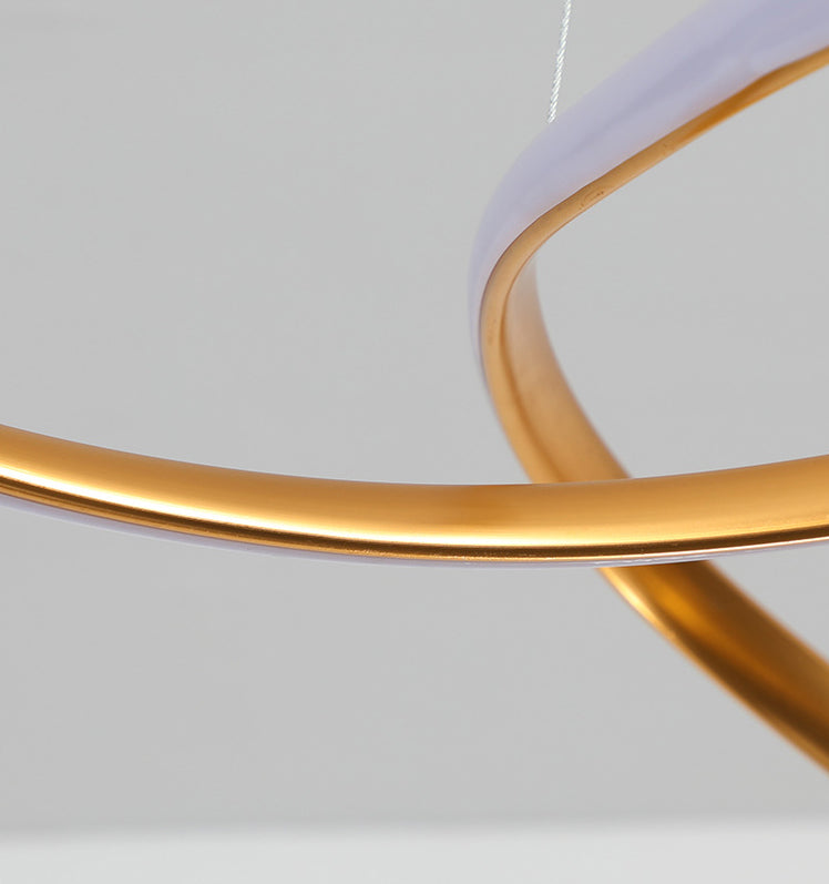 Modern Minimalist Linear Chandelier Light Metal Spiral LED Ceiling Chandelier for Living Room