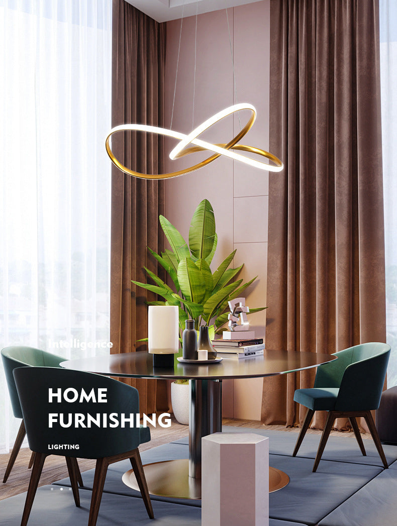 Modern Minimalist Linear Chandelier Light Metal Spiral LED Ceiling Chandelier for Living Room