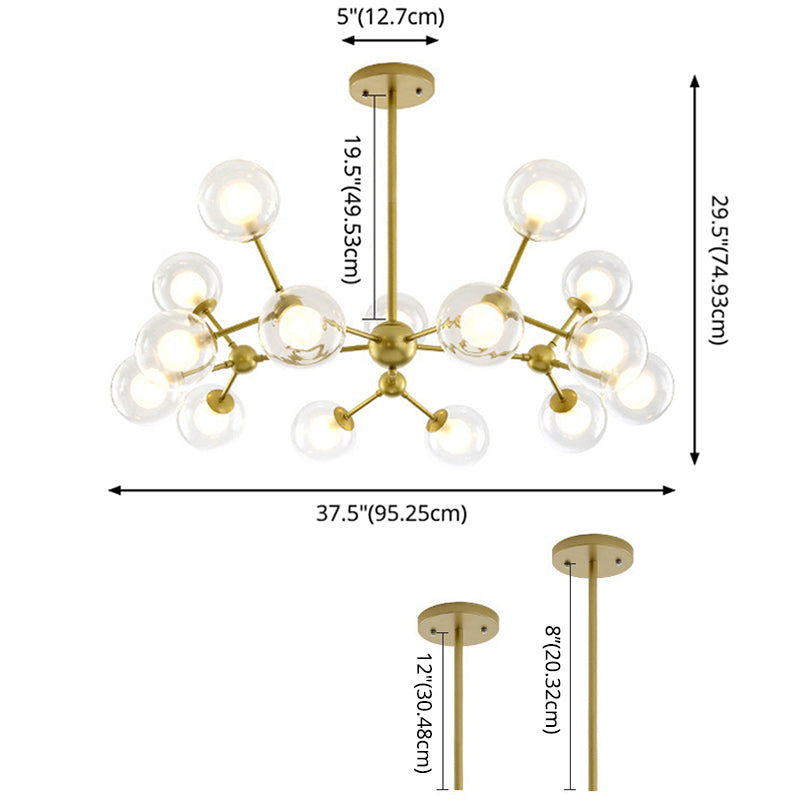 Radiale Kronleuchter leichte Einfachheit Glas Anhänger Beleuchtung für Wohnzimmer