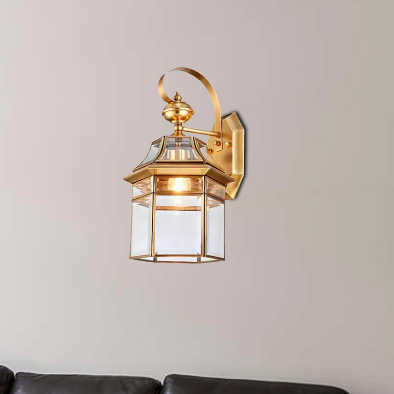 1 Bulb Wall Sconce Traditional Open Bottom Metal Wall Light Fixture in Brass for Living Room