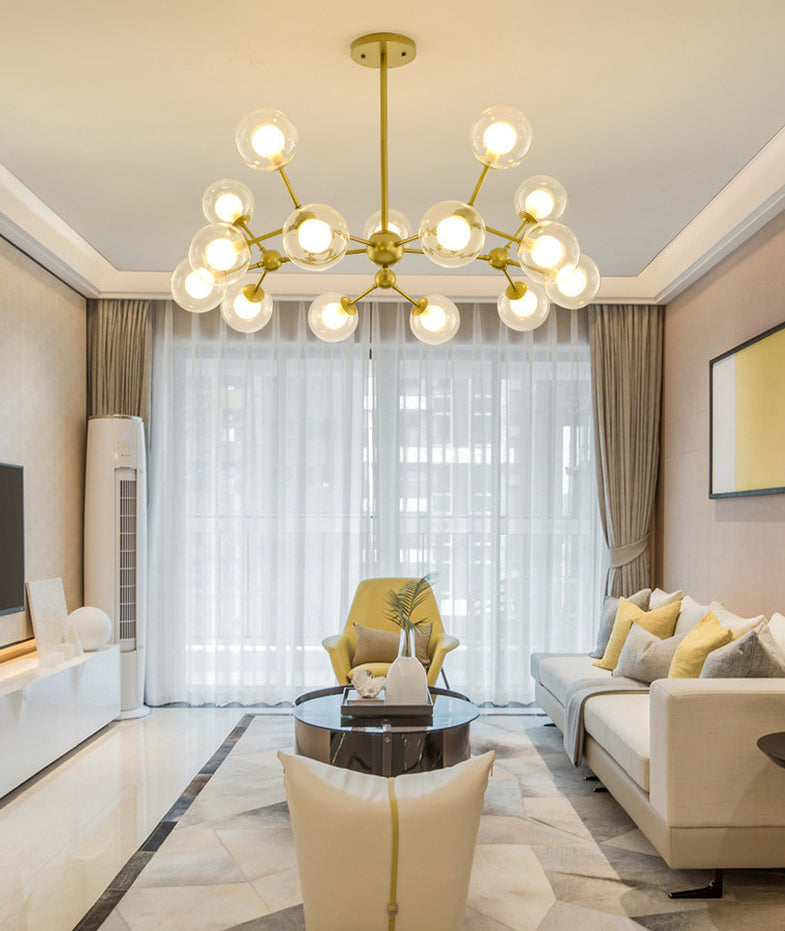 Radiale Kronleuchter leichte Einfachheit Glas Anhänger Beleuchtung für Wohnzimmer