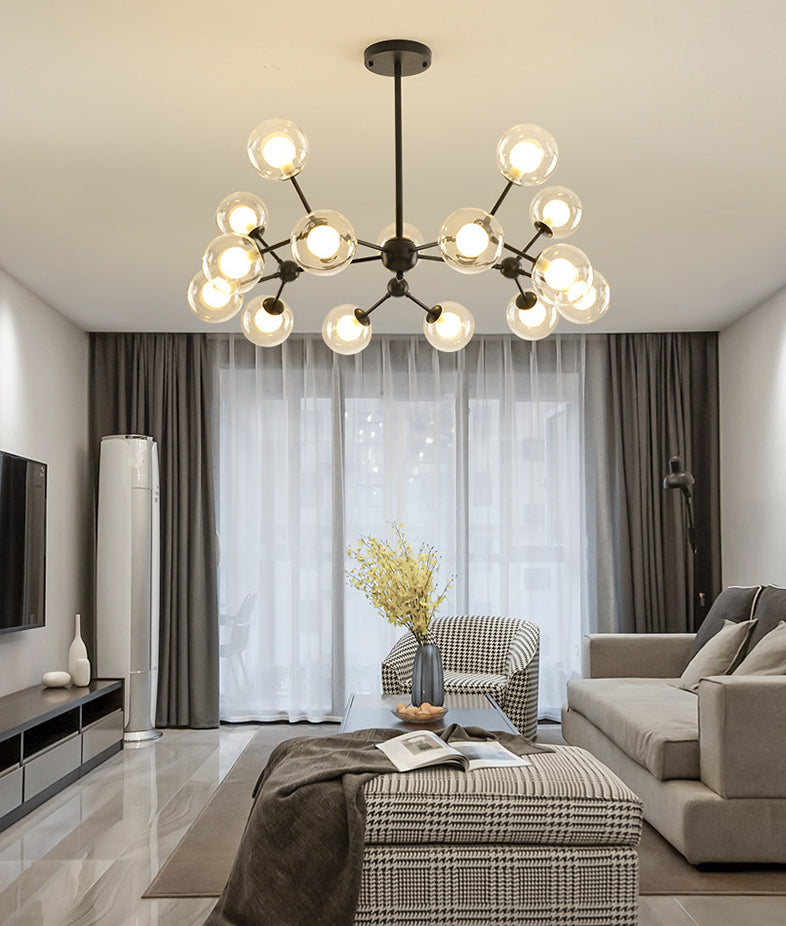 Radiale Kronleuchter leichte Einfachheit Glas Anhänger Beleuchtung für Wohnzimmer