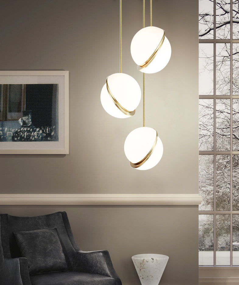 Oro 1 luce a sospensione leggera moderna sferica sferica ombra appesa lampada per camera da letto