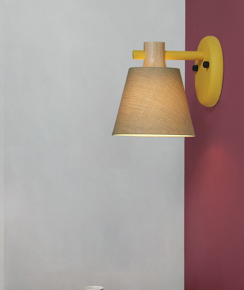 Cone Wall Wall Mount Light Fixture Modern Style Fabric Bedroom Wall Lighting Fixture