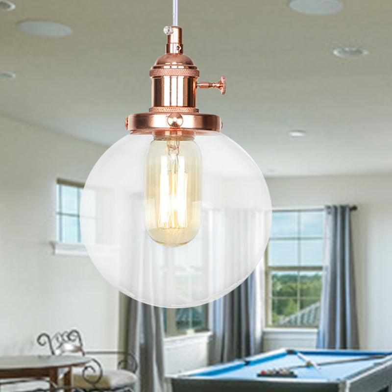 Orbit Hanging Lighting Farmhouse Bernstein/klares Glas 1 Glühbirnenleuchte mit einstellbarem Kabel in Schwarz/Bronze/Messing Finish