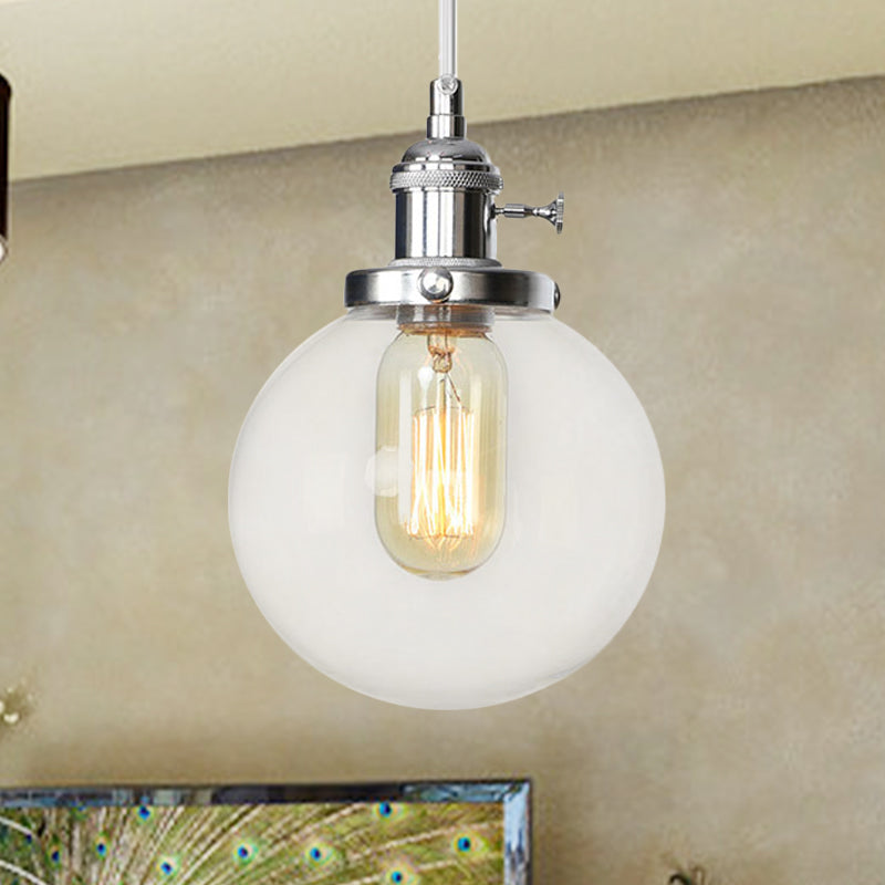 Orbit Hanging Lighting Farmhouse Bernstein/klares Glas 1 Glühbirnenleuchte mit einstellbarem Kabel in Schwarz/Bronze/Messing Finish