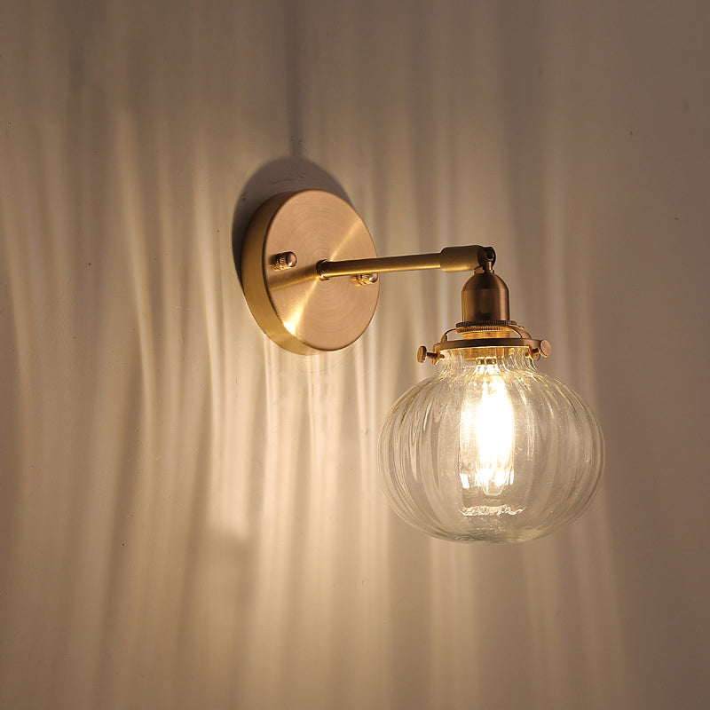 Minimalistische wereldwandlicht Champagne/Clear Prismatic Glass Single SCONCE -verlichtingsarmatuur in goud