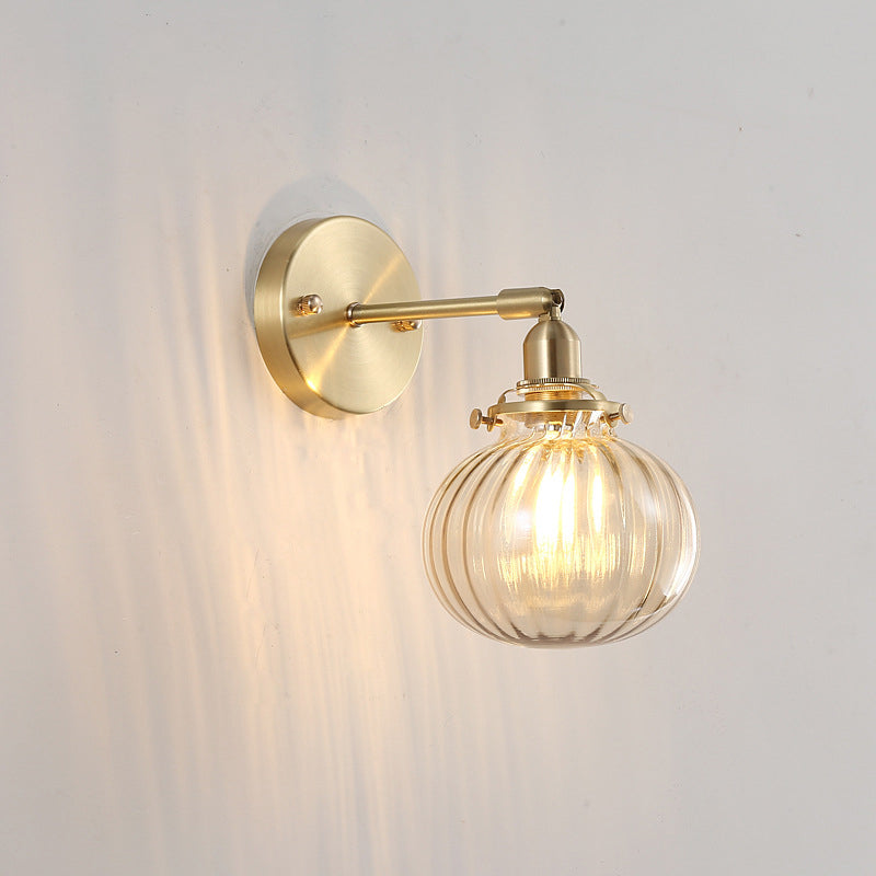 Minimalistische wereldwandlicht Champagne/Clear Prismatic Glass Single SCONCE -verlichtingsarmatuur in goud