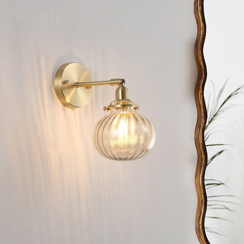 Minimalistische wereldwandlicht Champagne/Clear Prismatic Glass Single SCONCE -verlichtingsarmatuur in goud